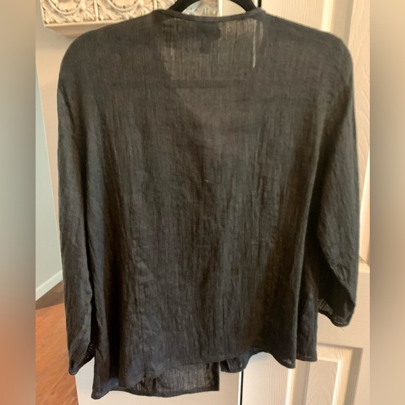 Eileen Fisher Black Linen Blend button down blouse - SZ XL - Picture 6 of 8